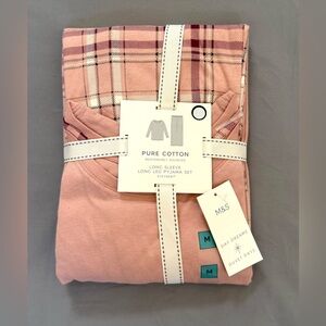 Marks & Spencer Pink Cotton Long Sleeve Long Leg Pyjama Set